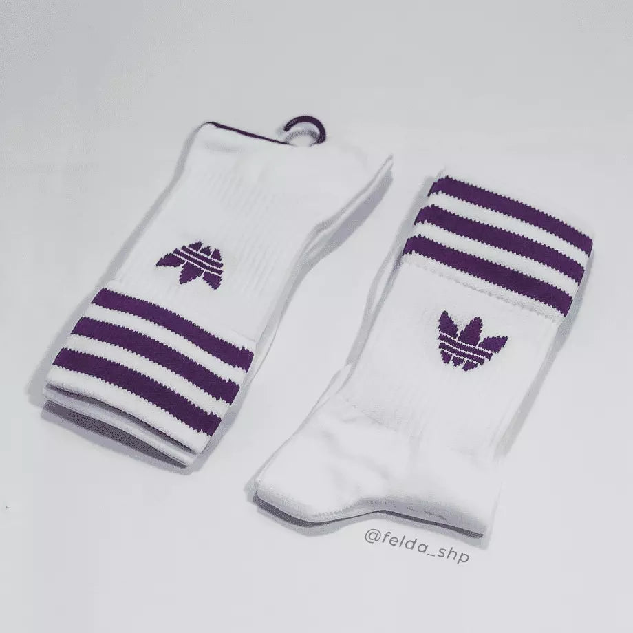 Medias blancas tres franjas blanca/morada | Unisex