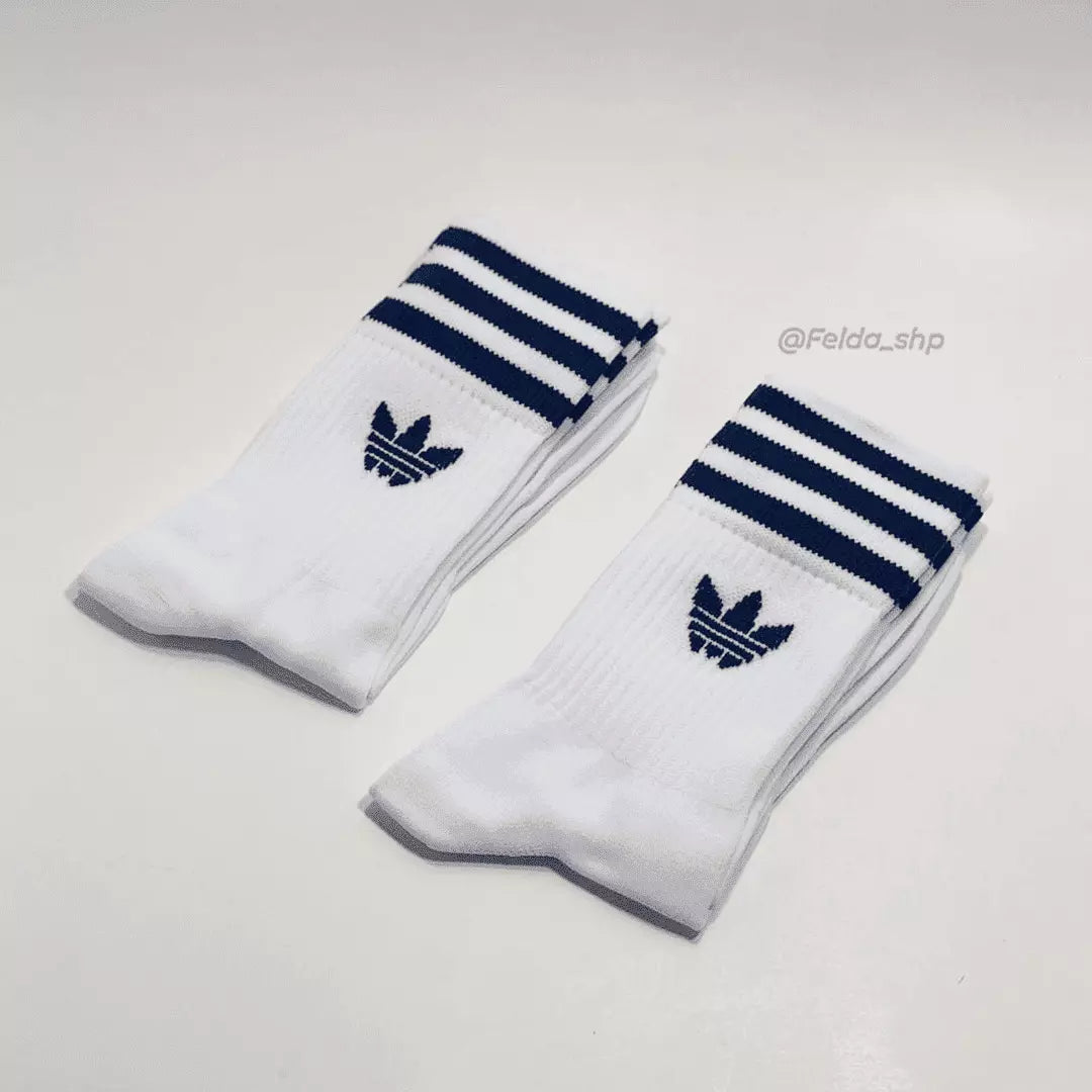 Medias blancas tres franjas blanca/azul | Unisex