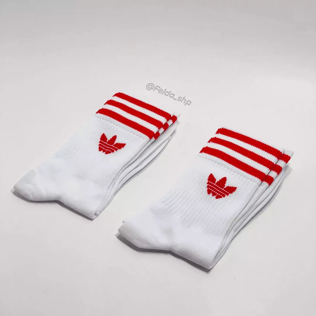 Medias blancas tres franjas blanca/roja | Unisex