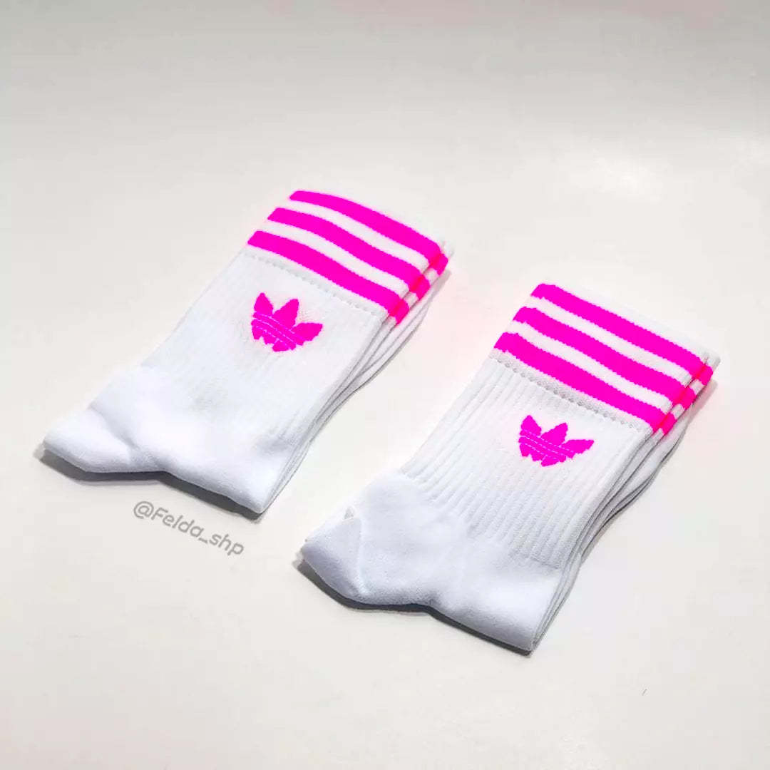 Medias Adidas blancas tres franjas blanca/fucsia | Unisex