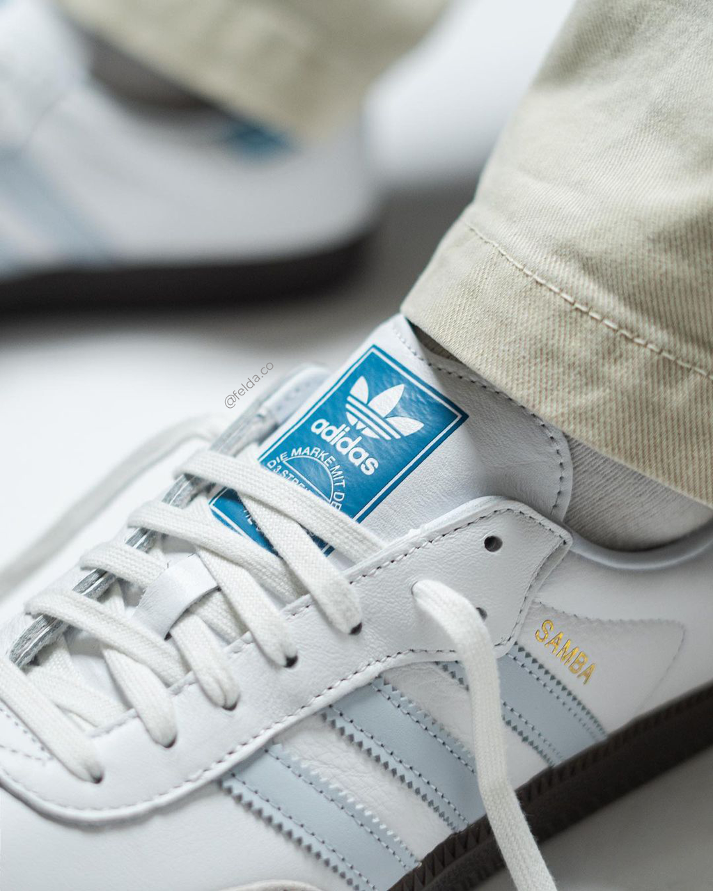 Adidas Samba OG Cloud White Light Blue & OG Burgundy