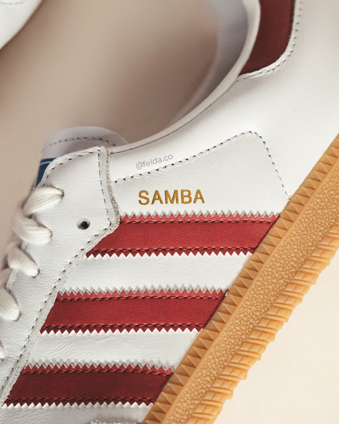 Adidas Samba OG Cloud White Light Blue & OG Burgundy