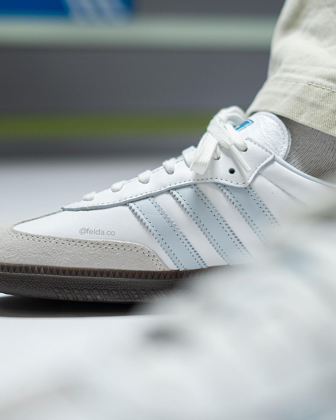 Adidas Samba OG Cloud White Light Blue & OG Burgundy