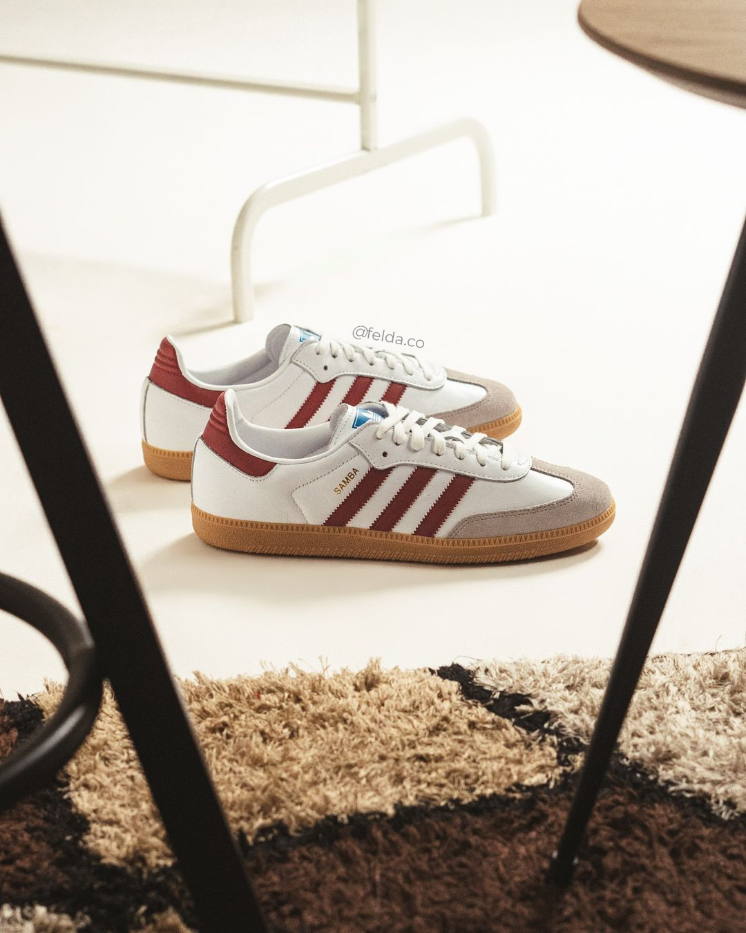 Adidas Samba OG Cloud White Light Blue & OG Burgundy