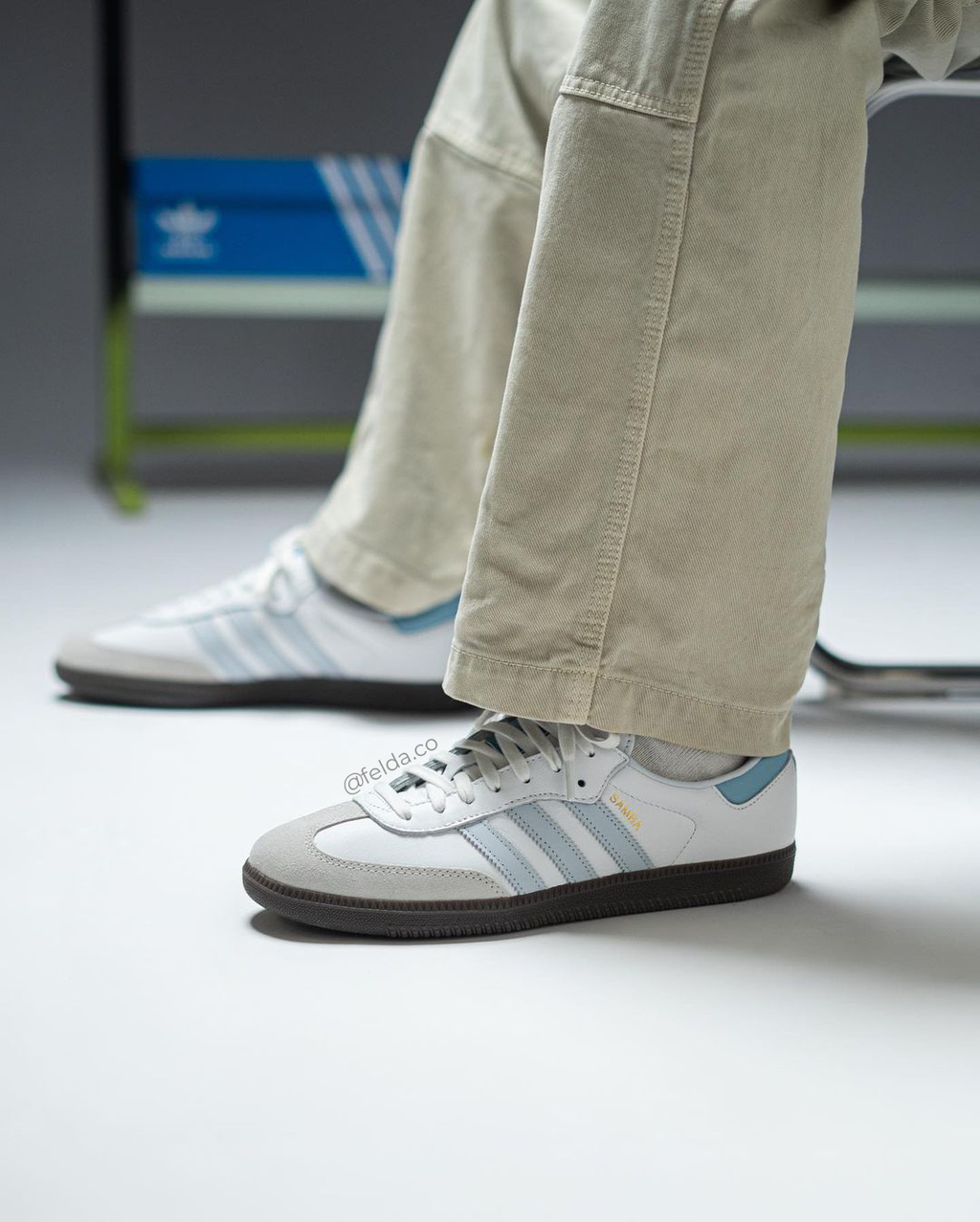 Adidas Samba OG Cloud White Light Blue & OG Burgundy