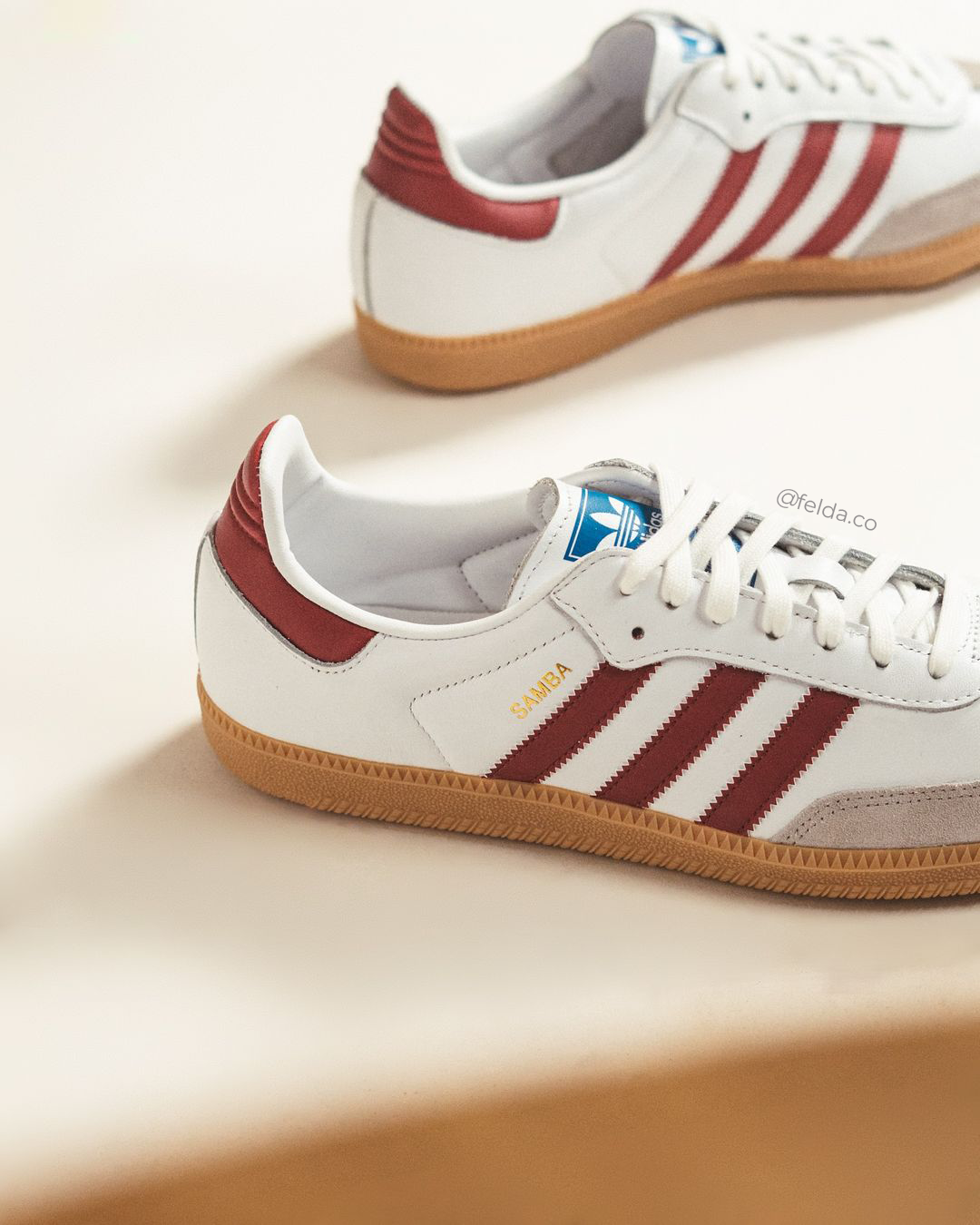 Adidas Samba OG Cloud White Light Blue & OG Burgundy