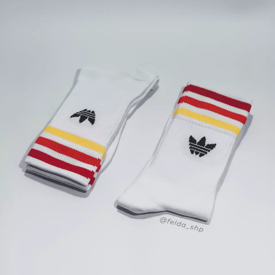 Medias blancas tres franjas blanca/roja-naranja-amarillo | Unisex